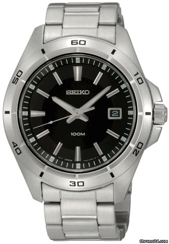Seiko Black Dial Stainless Steel Mens Watch SGEE89P1