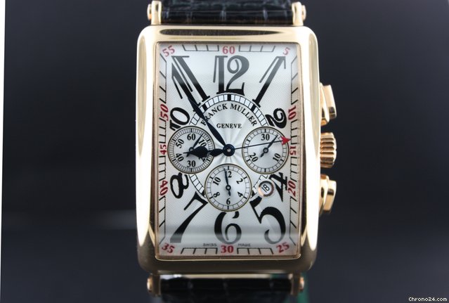 Franck Muller Long island Yellow gold chronograph crocodile strap