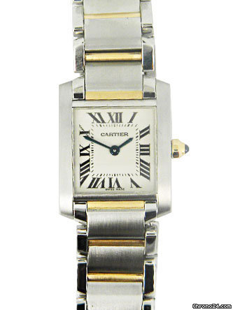 Cartier stainless steel and 18k yellow gold Ladies Tank Francaise