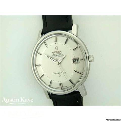 Omega Constellation Pie-Pan dial steel automatic chronometer on strap