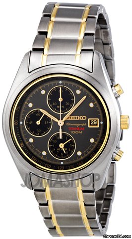 Seiko Grey Dial Two Tone Titanium Mens Watch SNA559