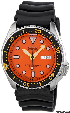 Seiko Diver Orange Dial Automatic Mens Watch SKX011J1