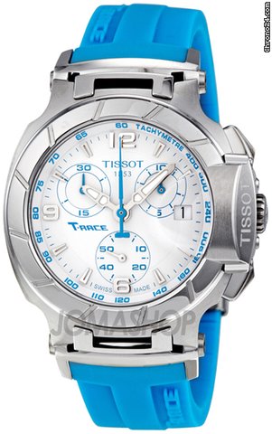 Tissot T Race Chronograph Sky Blue Silicone Strap Ladies Watch T0482171701702