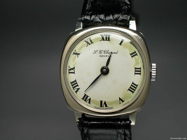 replica Chopard "Klassische Damenuhr-Handaufzug" 18K Wei gold/Lederband WATCHES 1 