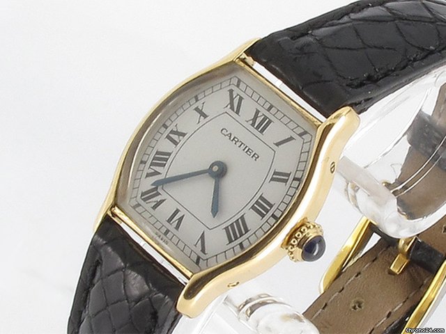 Cartier "Klassische Damenuhr" 18K/750 Gelbgold - Lederband