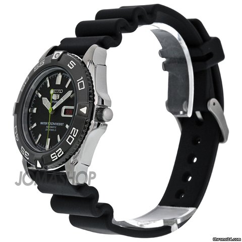 replica Seiko 5 Black Dial Rubber Strap Automatic Mens Watch SNZB23J2 WATCHES 1 