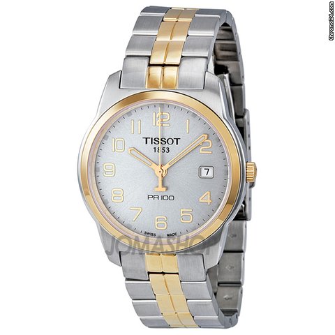 Tissot PR 100 Silver Dial Two-Tone Stainless Steel Mens Watch