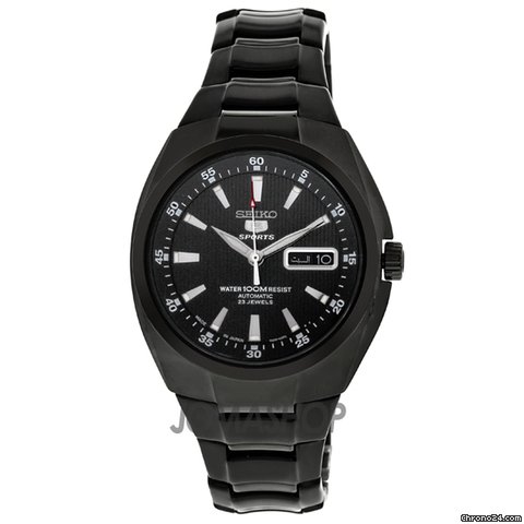 Seiko 5 Sports Black Dial Black PVD Stainless Steel Automatic Mens Watch SNZD49J1