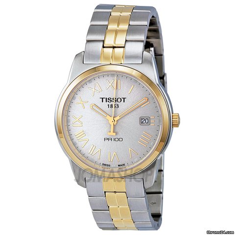 Tissot PR 100 Silver Dial Two-Tone Stainless Steel Mens Watch T0494102203301