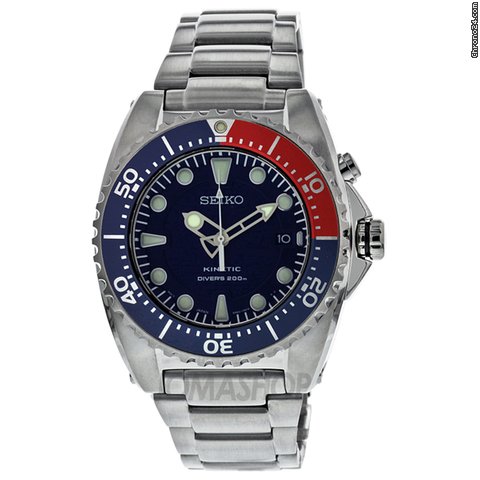 Seiko Blue Dial Stainless Steel Kinetic Dive Mens Watch SKA369