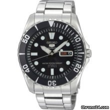 Seiko 5 Black Dial Stainless Steel Automatic Mens Watch SNZF17