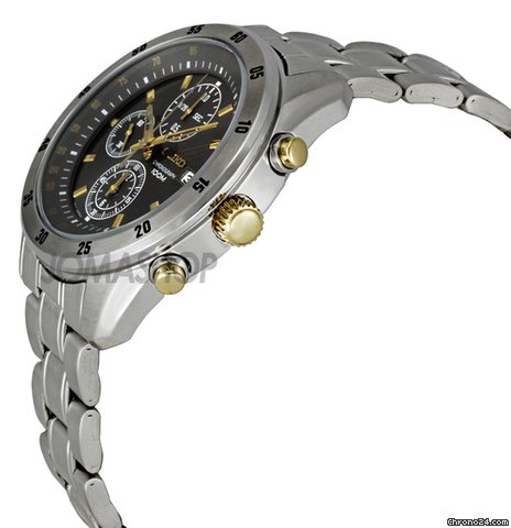 Seiko Chronograph Stainless Steel Black Dial Mens Watch SNDC51 WATCHES 2