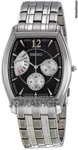 Seiko Black Dial Retrograde Dress Date Mens Watch SNT013