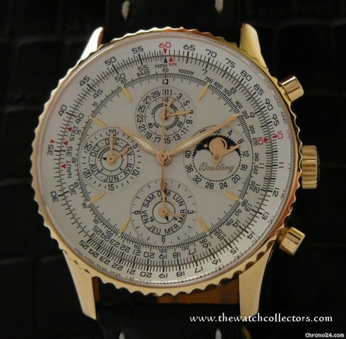 Breitling Very Rare Navitimer Montbrillant Pink Gold Perpetual Calendar Limited Edition 31/100 pieces Full Set