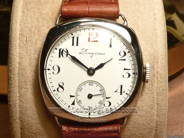 Longines Original 1930s Art Deco Style Cushion Case, Enamel dial