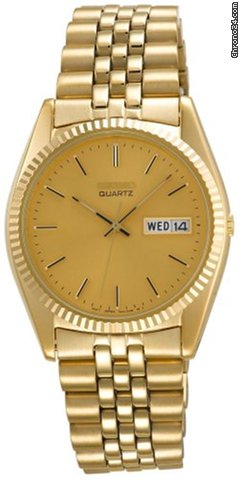 Seiko Day and Date Dress Gold-tone Stainless Steel Mens Watch SGF206