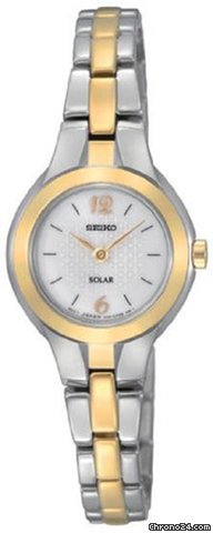 Seiko Two-Tone Dress White Dial Solar Quartz Ladies Watch SUP024