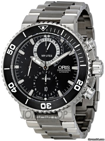 Oris Carlos Coste Black Dial Automatic Chronograph Mens Watch 674-7655-7184-SET