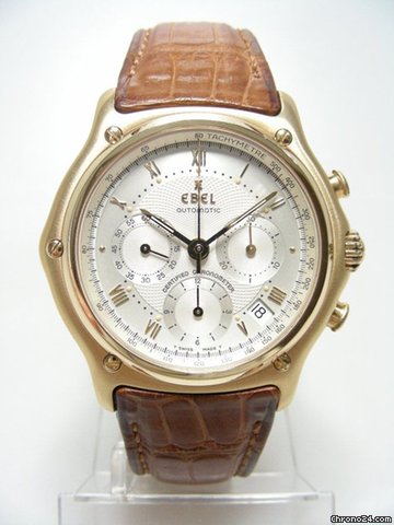 Ebel Wave Le Modulor chronographe mvt Lemania "certified chronometre" grande taille yellow gold/or jaune