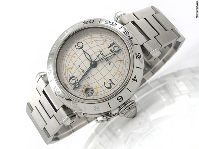 Cartier "PASHA C GLOBE 2377" 35 mm Edelstahl Automatik