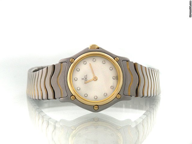 replica Ebel "Classic Wave", small, Stahl/Gold, Brillantbesatz auf Ziff. WATCHES 1 