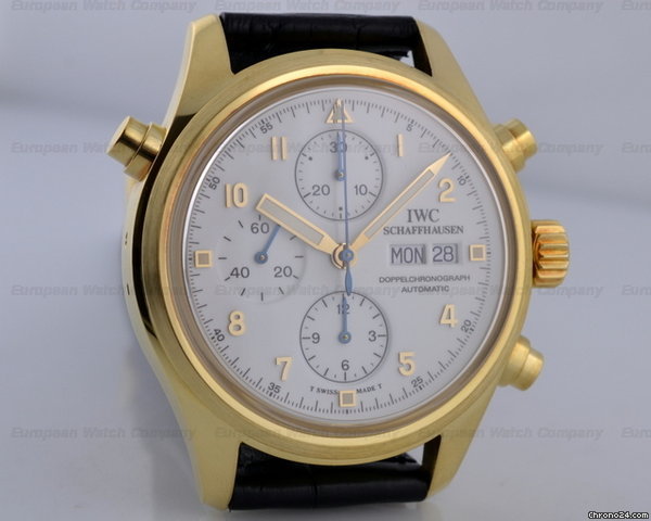replica IWC Fliegeruhr Pilot Split - Second Chronograph 18K Yellow Gold White Dial C WATCHES 1 