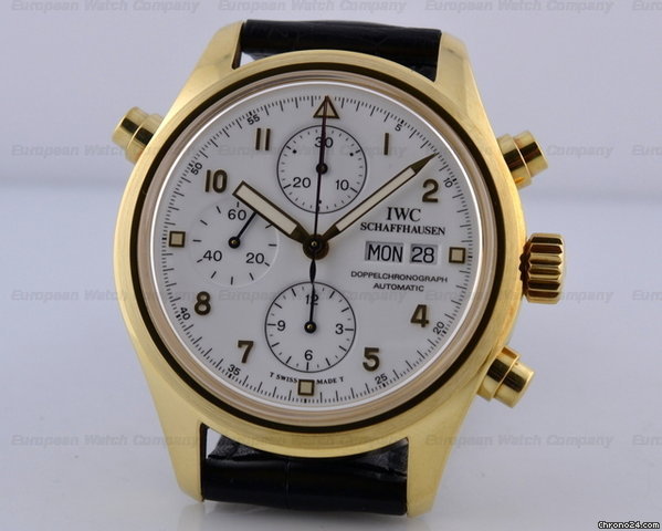 IWC Fliegeruhr Pilot Split - Second Chronograph 18K Yellow Gold White Dial C