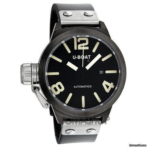 U-Boat 45 Nero Black Dial Automatic Leather Mens Watch 349