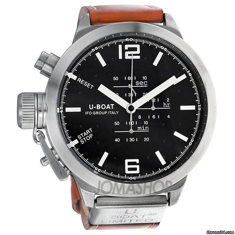 U-Boat Black Dial Light Brown Leather Mens Watch 378