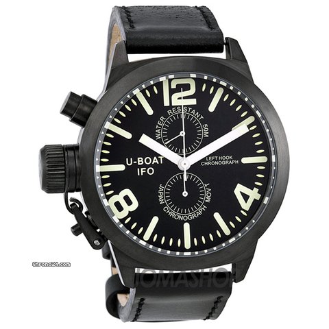 U-Boat Black Dial Leather Mens Watch 362