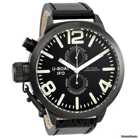 U-Boat Black Dial Leather Mens Watch 363