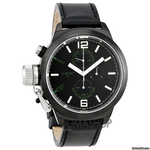 U-Boat Black Green Dial Leather Strap Mens Watch 293