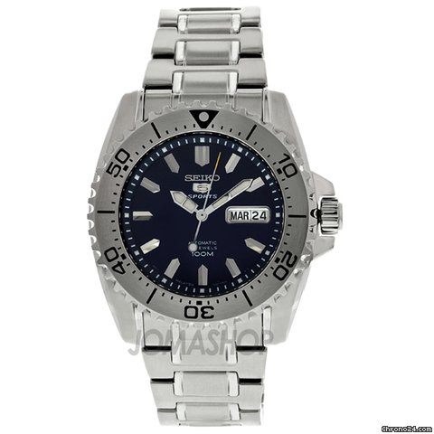 Seiko 5 Dark Blue Automatic Stainless Steel Mens Watch SNZG37