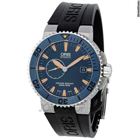 Oris Maldives Limited Edition Blue Dial Automatic Rubber Mens Watch 01 643 7654 7185 Set-RS