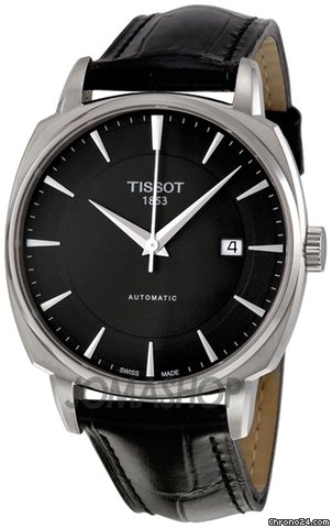 Tissot T-Lord Black Dial Automatic Black Leather Mens Watch T0595071605100
