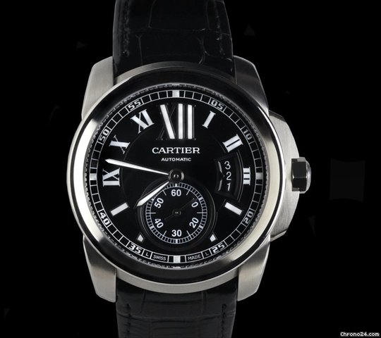 Cartier Calibre de Cartier SS Mens Black Dial