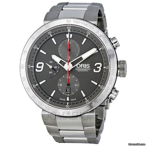 Oris TT1 Chronograph Grey Dial Stainless Steel Mens Watch 674-7659-4163MB
