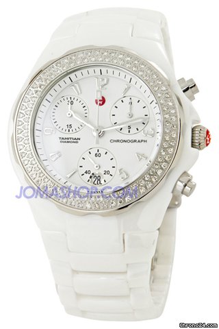 Michele Tahitian Ceramic White Diamond 36mm Ladies Watch MWW12B000001