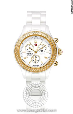 Michele Jetway White Ceramic Ladies Watch MWW17B000007