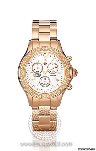 Michele Jetway Rose Gold-plated Stainless Steel Ladies Watch MWW17A000012