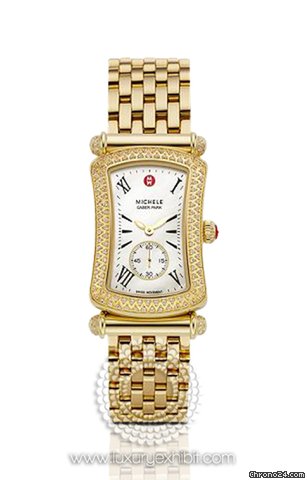 Michele Caber Park Diamond Gold-tone Stainless Steel Ladies Watch MWW16B000031