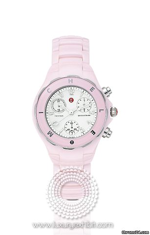 Michele Tahitian Pink Ceramic Ladies Watch MWW12A000004