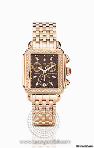 Michele Deco Day Rose Gold-Plated Stainless Steel Ladies Watch MWW06P000095
