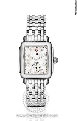 Michele Deco 16 Diamond Dial Stainless Steel Ladies Watch MWW06V000002