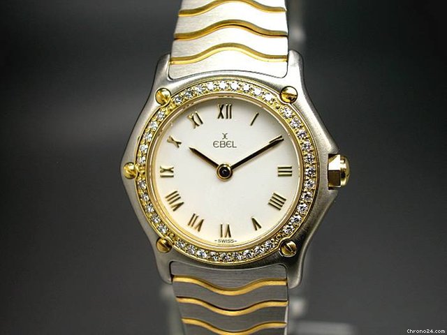 replica Ebel "Classic Wave" Damenuhr in Edelstahl/Gelbgold -Diamantbesatz WATCHES 1 