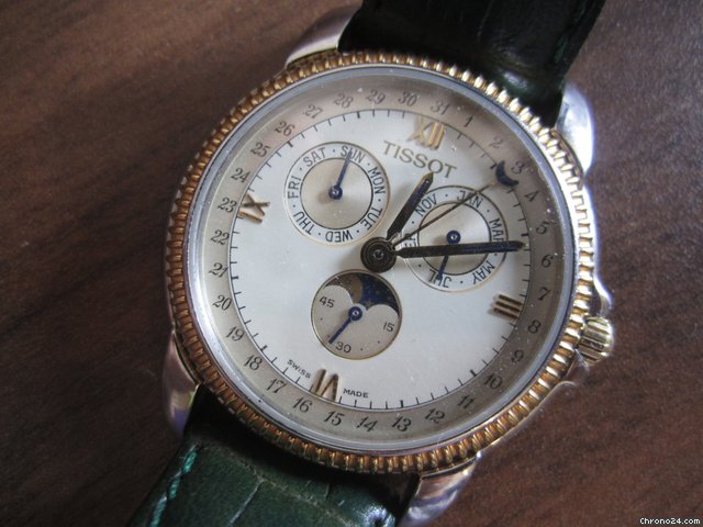 Tissot C285/385 Triple Date Mondphase L��nette + Krone 18k Gold