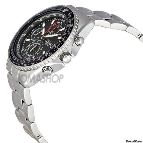 Seiko Chronograph Tachymeter Black Dial Stainless Steel Mens Watch SND253 WATCHES 2