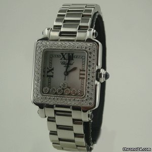 replica Chopard HAPPY SPORT STEEL SQUARE  DiAMOND BEZEL WATCHES 1 