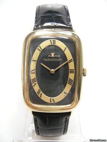 Jaeger-LeCoultre Rectangulaire vintage grande taille/big size yellow gold/or jaune cadran noir/black dial