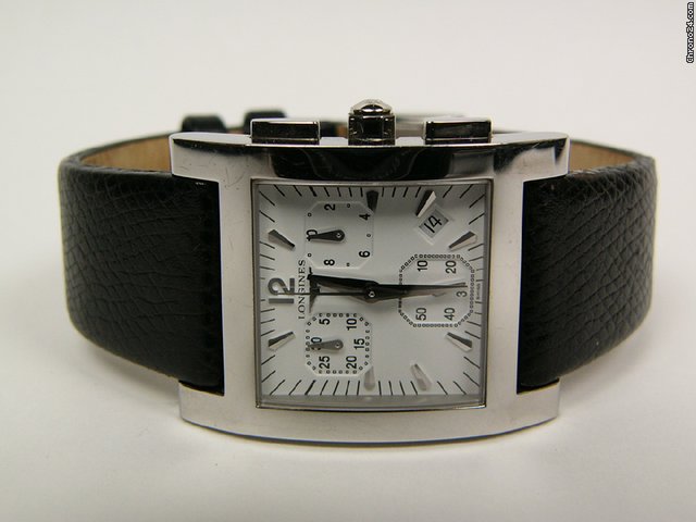 Longines chronograph steel and leather. Ref. L5.668.4